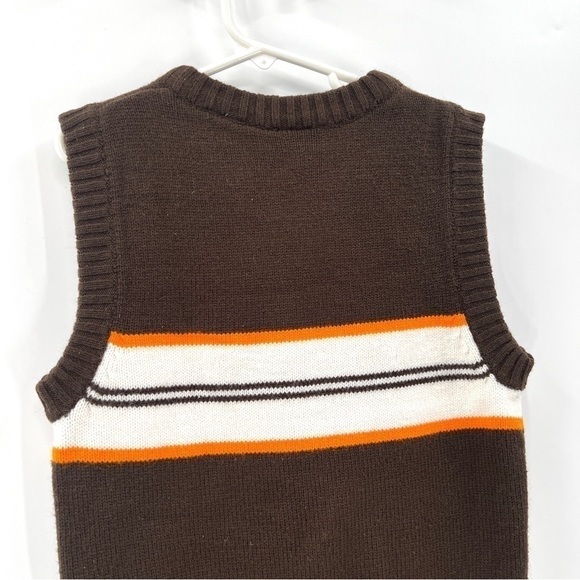 US POLO ASSN. Boy's Brown White & Orange Stripe Retro Sweater Vest Size 4T - Picture 6 of 9